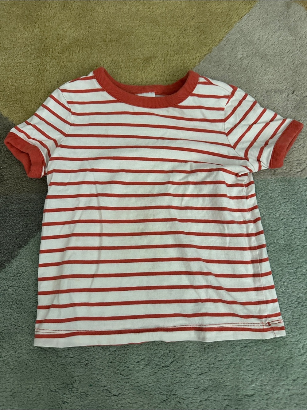 Hanna Andersson Kids White & Rust Striped Short Sleeve Tee